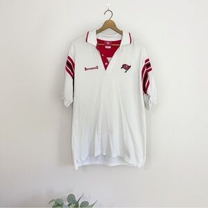 [NFL] Men's White & Red Collared Polo Short Sleeve Top